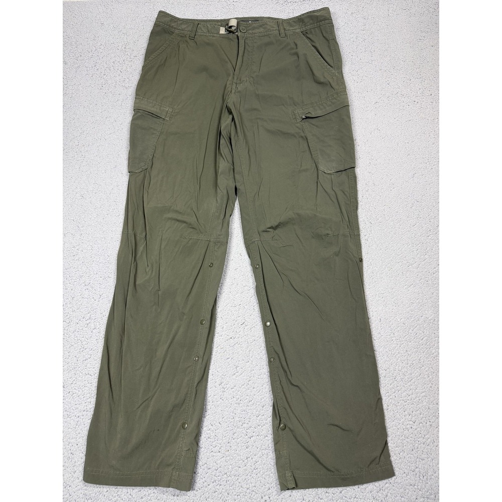 REI Co-op Pants Mens 36 Green Relaxed Hiking Cargo Nylon Stretch Snap Leg Trail